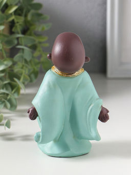 Фигурка полистоун «Маленький Будда в бирюзовом одеянии - счастье», 7×8.5×12.5 см