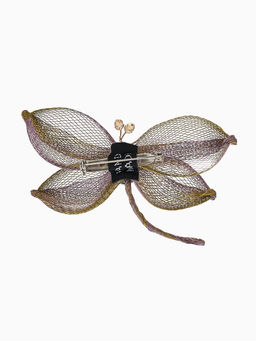 Брошь «Стрекоза» плетёная, цвет розово-золотой