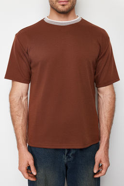 TRENDYOL MAN Premium Tas Oversize/Genis Kesim Triko Bantl? Dokulu Pike T-Shirt TMNSS23TS00079 - Trendyolmilla фото 5