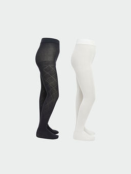 Desenli K?z ?ocuk K?lotlu ?orap 2li