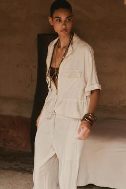 LINEN BLEND SAFARI SHIRT - Zara фото 3