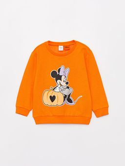 Bisiklet Yaka Minnie Mouse Bask?l? K?z Bebek Sweatshirt ve Tayt 2li - Waikiki фото 2