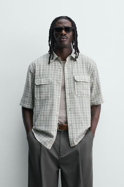 CAMISA RELAXED FIT CUADROS / verde lavado