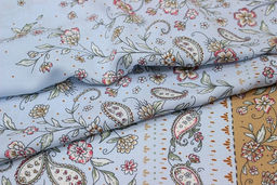 Штапель Премиум Нежные пейсли с каймой цв.голубой, СОРТ2, ш.1.45м, вискоза-100%, 120гр/м.кв - Купава фото 5