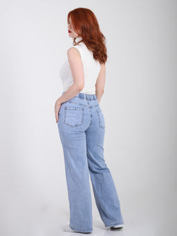 Джинсы больших размеров женские на резинке лето - Almond фото 3