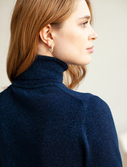 VILATTE / Базовый свитер из хлопка с мягким люрексом  фото 3