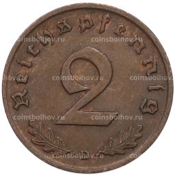 Монета 2 рейхспфеннига 1939 года D Германия