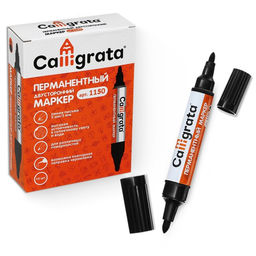 Цена за 10 шт. Маркер перманентный Calligrata, чёрный, двухсторонний, узел 5.0 мм/3.0 мм
