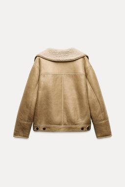 100% LEATHER DOUBLE-FACED SHORT COAT - Zara фото 8