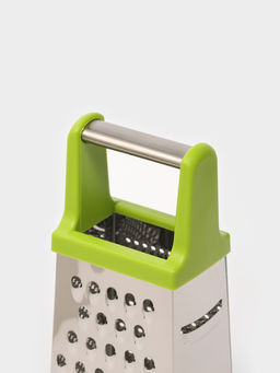 Тёрка четырёхгранная Доляна «Энергия», 10×8×20 см, прорезиненное дно, нержавеющая сталь, зелёная