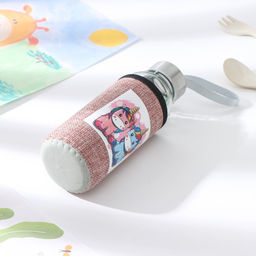 Бутылка для воды стеклянная в чехле «Единорожек», 300 мл, h=16.5 см