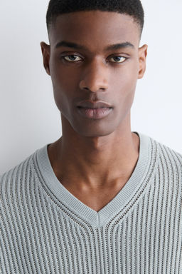 JERSEY DE ALGOD?N PUNTO ESCALERA CUELLO DE PICO - H&m фото 6