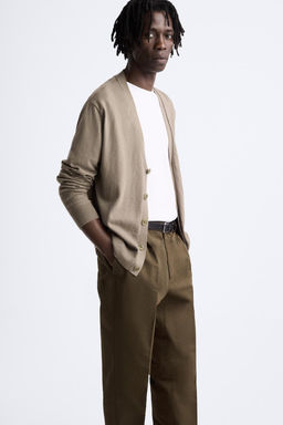 PLEATED COTTON - LINEN TROUSERS - Zara фото 5