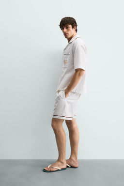 CAMISA RELAXED FIT BORDADOS CONTRASTE / Crudo - Zara фото 4