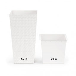 Кашпо напольное Ротанг 340х320х615мм (со вставкой)(белый) М7128 - Альтернатива фото 3