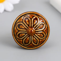 Ручка для шкатулки керамика, металл Цветок кофе 3,9х3,9х3,1 см