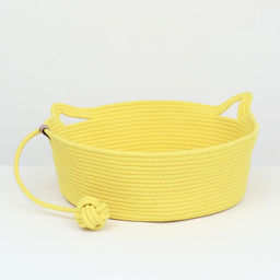 Экологичный лежак для животных (хлопок+рогоз), 45 х 37 х 16 см, вес до 25 кг, жёлтая - Пижон фото 2