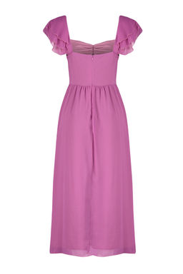 Fusya Belden Ac?lan Sifon Astarl? Midi Dokuma Elbise TWOSS24EL00541