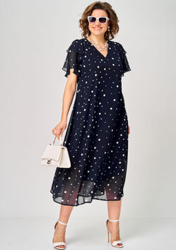 Платье EVA GRANT 7116 синий горох