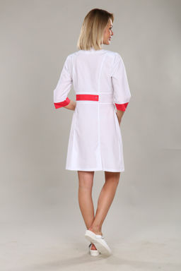 Халат женский 163 ТС. Цвет: белый и лососевый - Стильб фото 2
