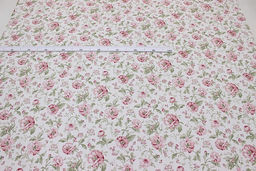 Саржа с пропиткой Розовые пионы на белом, ВИД2, ш.1.52м, хлопок-100%, 178гр/м.кв - Купава фото 3