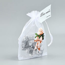 Цена за 5 шт. Мешочек подарочный из фатина с термонаклейкой Роза, 11?16 см  1.5 см