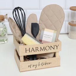 Набор подарочный Harmony: варежка-прихватка, прихватка, кухонная лопатка, венчик, губка