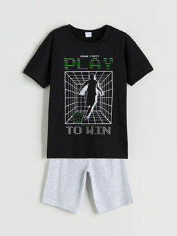 Bisiklet Yaka Erkek ?ocuk ?ortlu Pijama Tak?m?