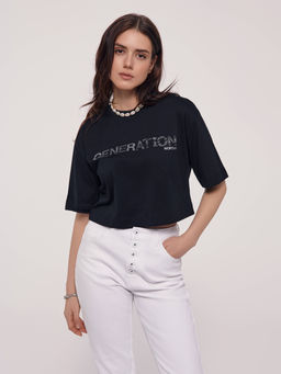 CONTE LD 2715 Укороченная футболка из хлопка с рисунком black-generation - Conte elegant фото 2