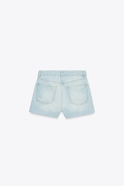 HIGH-WAIST CROSSOVER WAIST MOM FIT TRF DENIM BERMUDA SHORTS - Zara фото 17