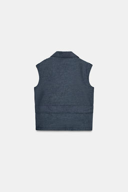 CHALECO CINTUR?N CON LINO / ?ndigo
