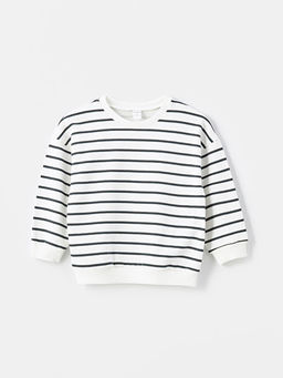 Bisiklet Yaka ?izgili Erkek Bebek Sweatshirt