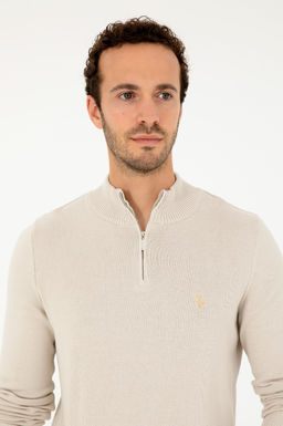 Erkek Slim Fit Yar_m Fermuarl_ Ta_ Basic Kazak