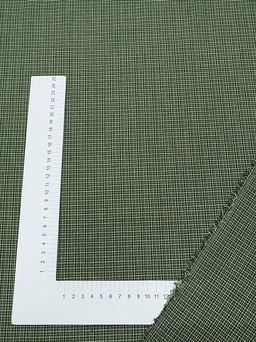 Пестрядь Мелкая клетка цв.бежевый/еловая хвоя, ш.1.45м, хлопок-100%, 120гр/м.кв - Купава фото 5