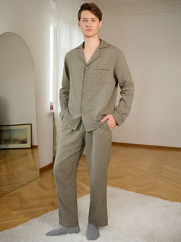 Пижама мужская Indefini из хлопка оливково-зеленый