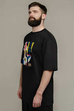 Арт. 61137 Футболка мужская оверсайз 48-56 (5 шт) Цвет:черный - Идеал фото 12