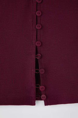 Murdum Dugme Detayl? Bisiklet Yaka Fitilli Esnek Regular Boy Orme Bluz TWOAW25BZ00030