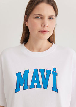 Mavi Logo Bask?l? Beyaz Tisort  фото 5