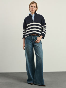 Джемпер на молнии в полоску / Zarina  фото 3