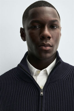 PURL KNIT CARDIGAN WITH ZIP