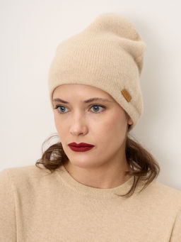 Шапка из кашемира 15-14-019-0C бежевая