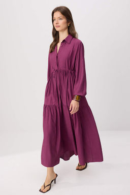 Bordo Astars?z Duz Dokuma Elbise&Tulum Vual Tesettur Elbise TCTSS26EB00187