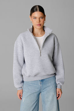 Арт. 1904 Свитшот женский с начесом полузамок 42-50 (5 шт) Цвет:серый меланж - Калинка фото 7
