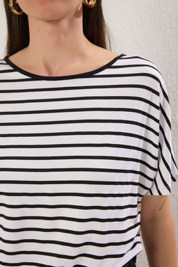 TRENDYOLMILLA Siyah Cizgili Truvakar Kol Relaxed/Rahat Kal?p Orme Body TWOSS25BD00020  фото 4