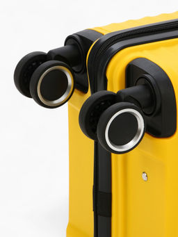 Чемодан на колёсах «Полосы», маленький 44 л (S), на молнии, кодовый замок, 4 колеса, жёлтый