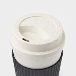 Стакан для кофе с крышкой WeatFiber, 350 мл, 8.8×14 см, пластик, многоразовый, белый, черный