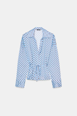 POLKA DOT SATIN SHIRT WITH BELT - Zara фото 5