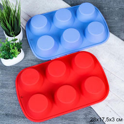 Форма для выпечки 6 ячеек силиконовая Пирамидки 3 см / HL-090 /уп 200/ 0,12/ 28*18*3,3