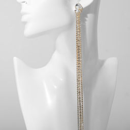 Серьги висячие со стразами Водопад овал 3 нити, цвет белый в золоте, 32см - Queen fair фото 2