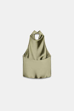 TOP HALTER SATINADO / Khaki claro - Zara фото 5